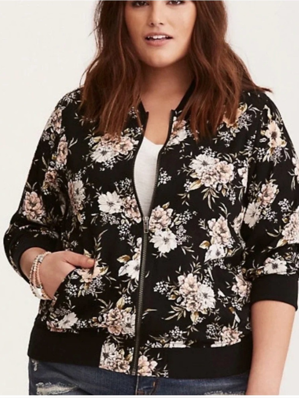 Torrid floral bomber jacket